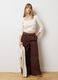 Brown stretch cotton wide leg trousers_0