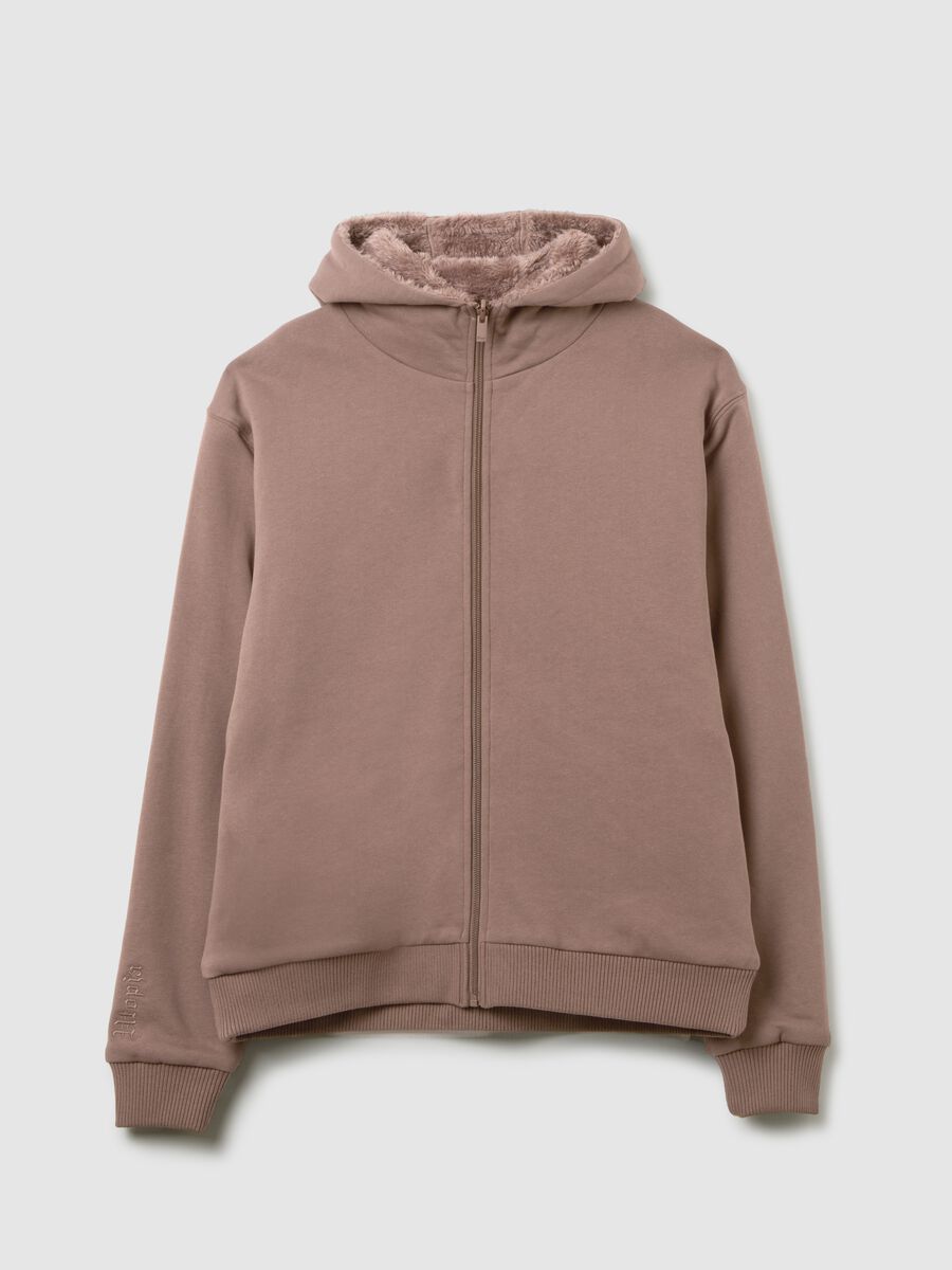 Reversible Teddy Full-Zip Hoodie Mocha_5