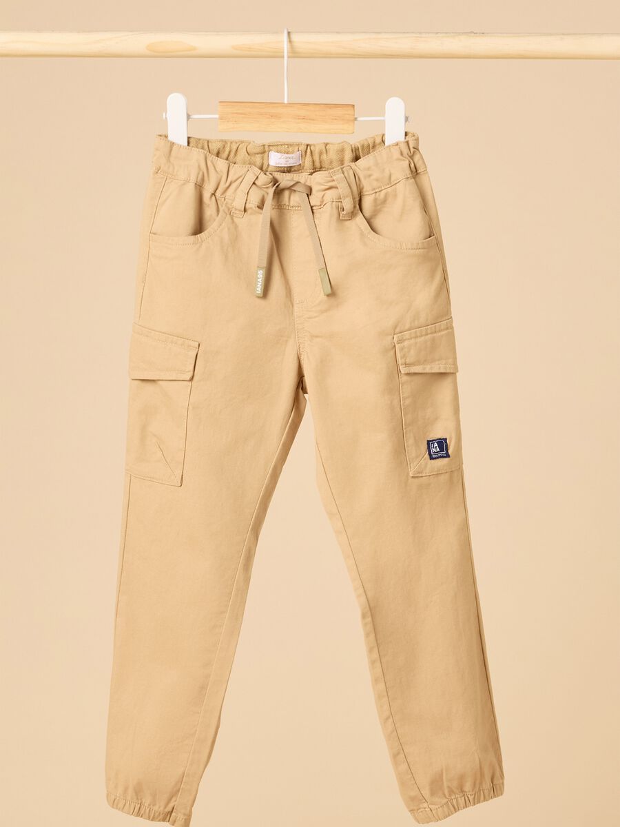 Stretch cotton cargo trousers_0