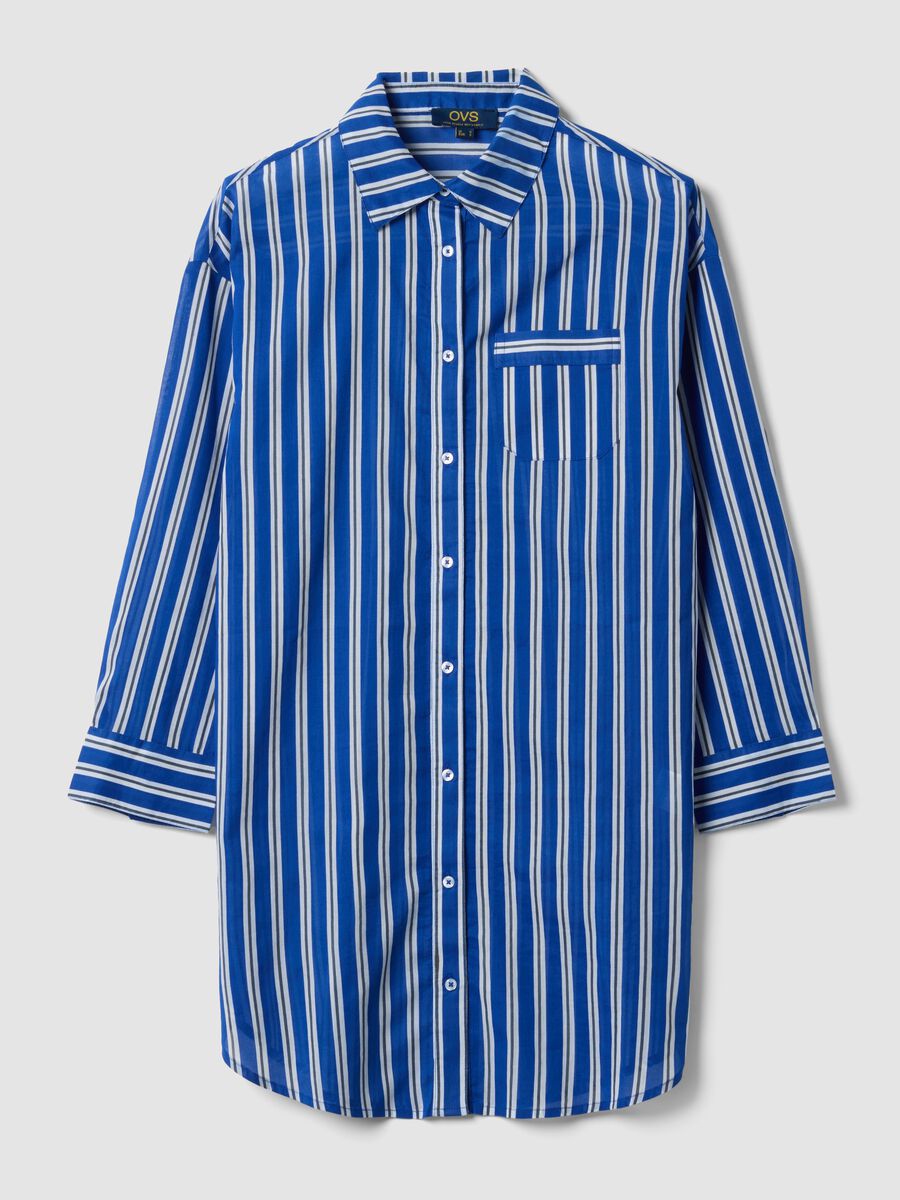 Blue striped pure cotton kaftan_0