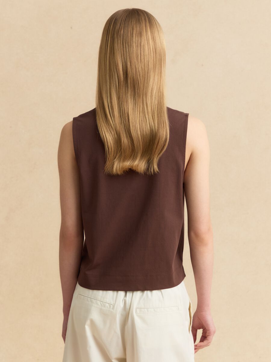 Brown cotton-blend tank top_3