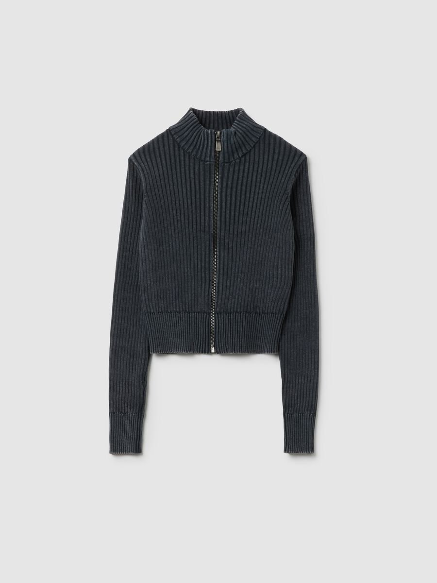 Cardigan da ragazza in puro cotone grigio fitted_0