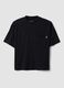 Black pure cotton crew-neck T-shirt with chest pocket, boxy fit_0