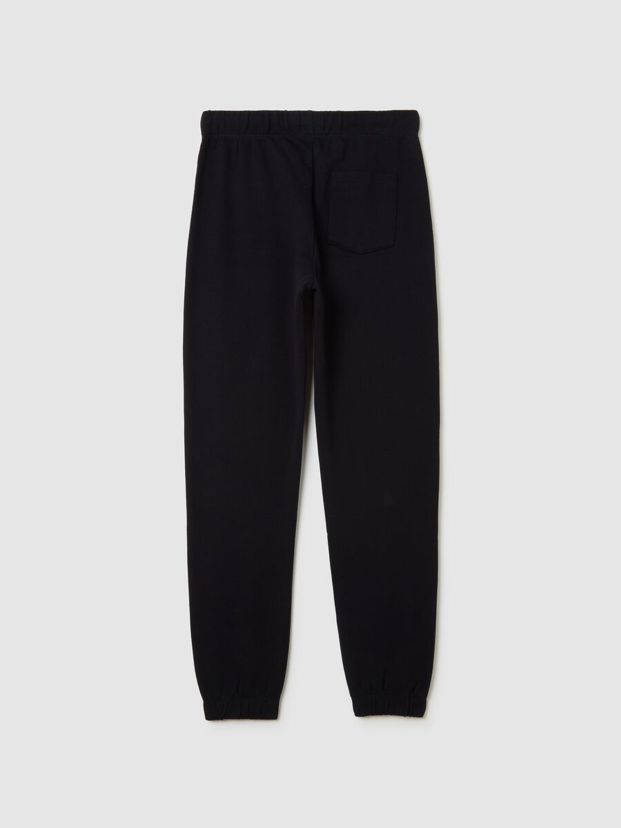 Pantaloni jogger da ragazzo in puro cotone nero regular fit_4