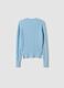 Sky-blue fitted viscose-blend cable-knit crew-neck jumper for girls_1