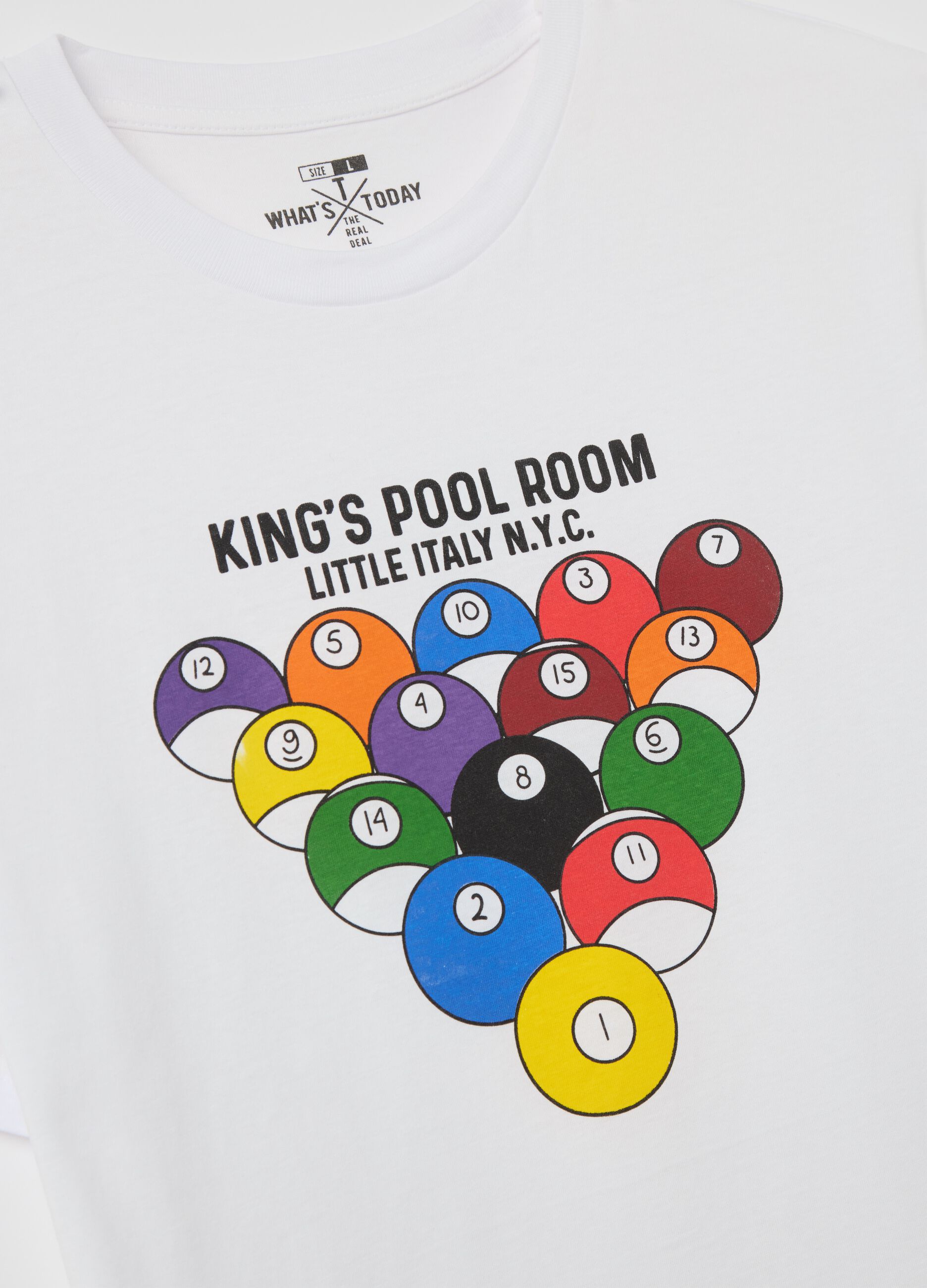 Cotton T-shirt with bowling balls print