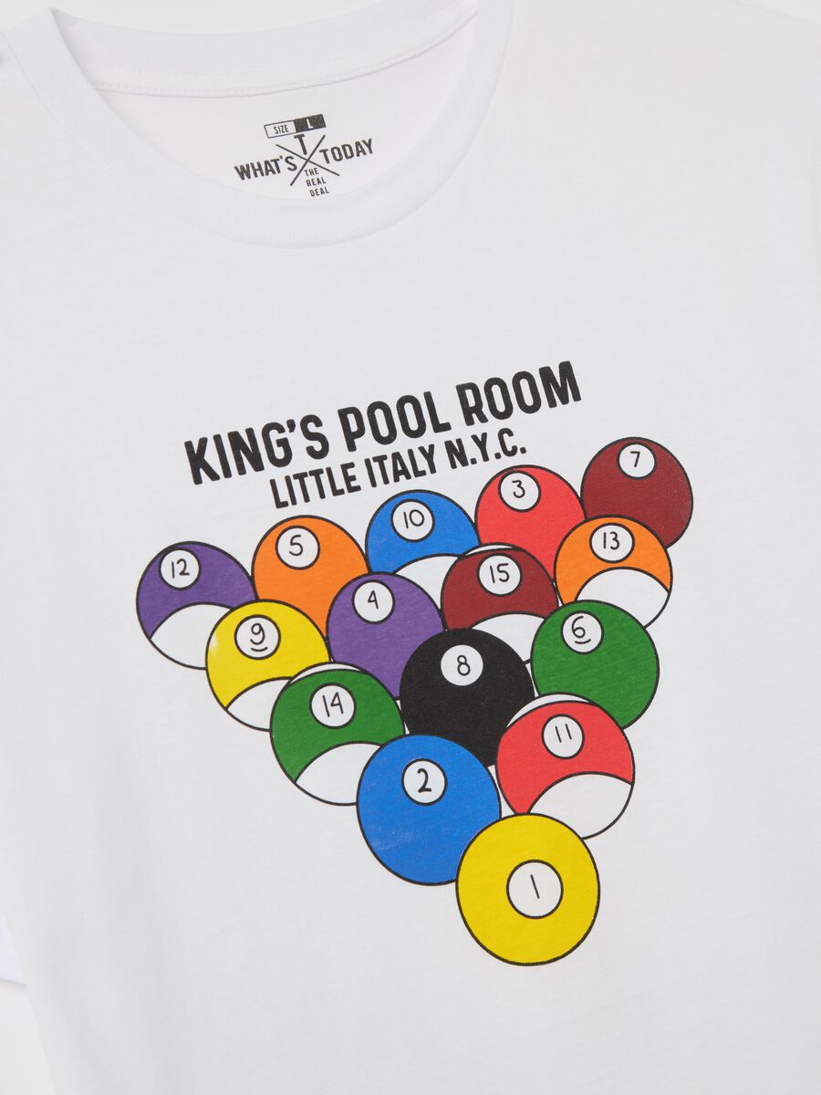 Cotton T-shirt with bowling balls print_5