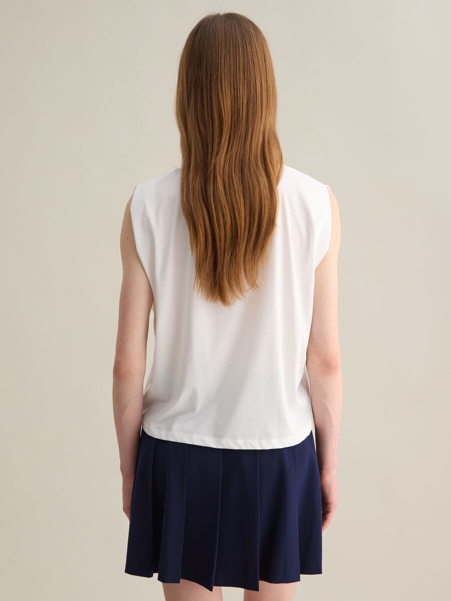 White short-sleeve cotton blend T-shirt_3
