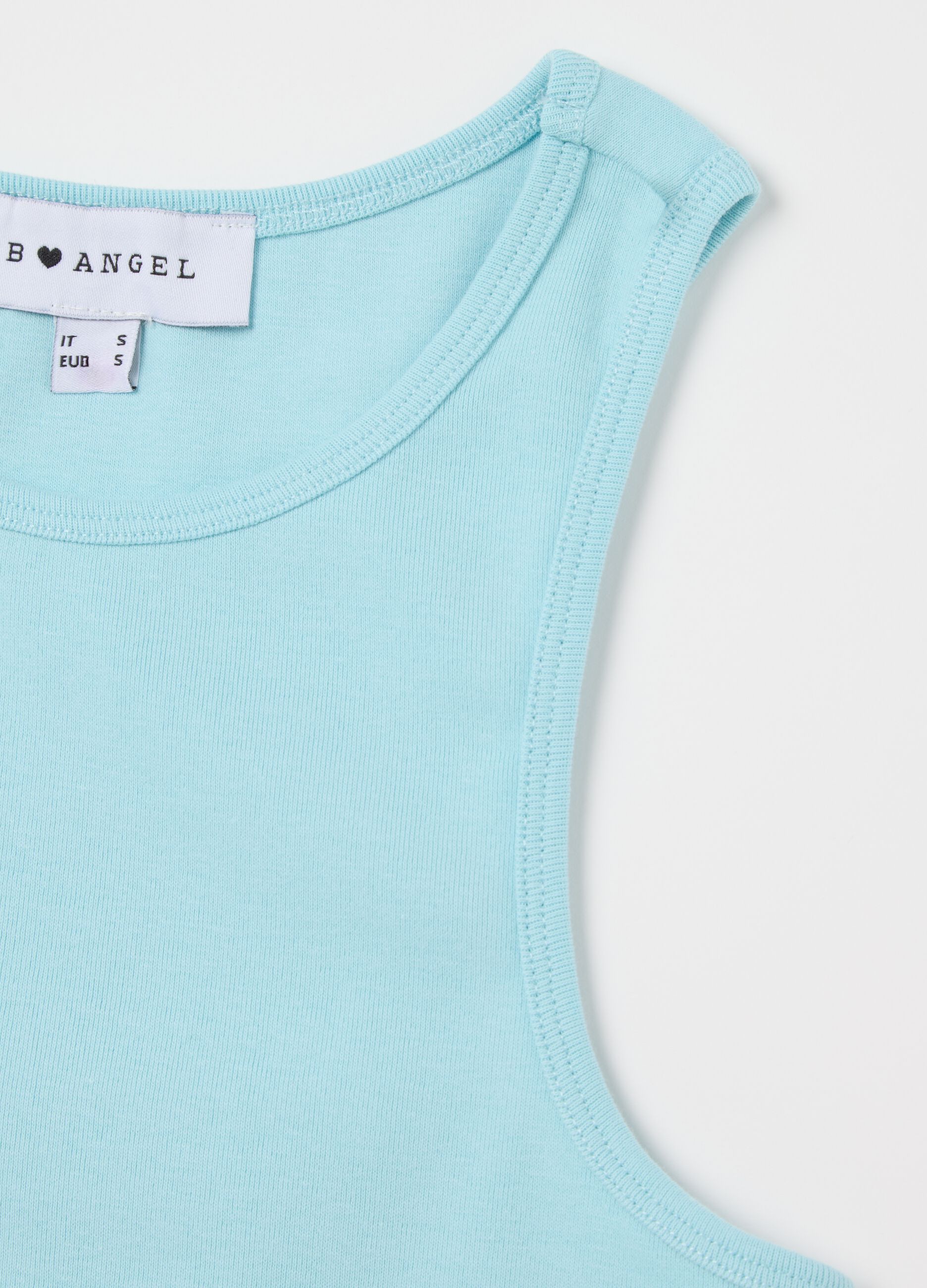 Sleeveless blue stretch cotton top