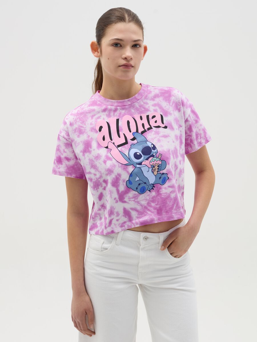 Tie-dye T-shirt with Stitch print_0