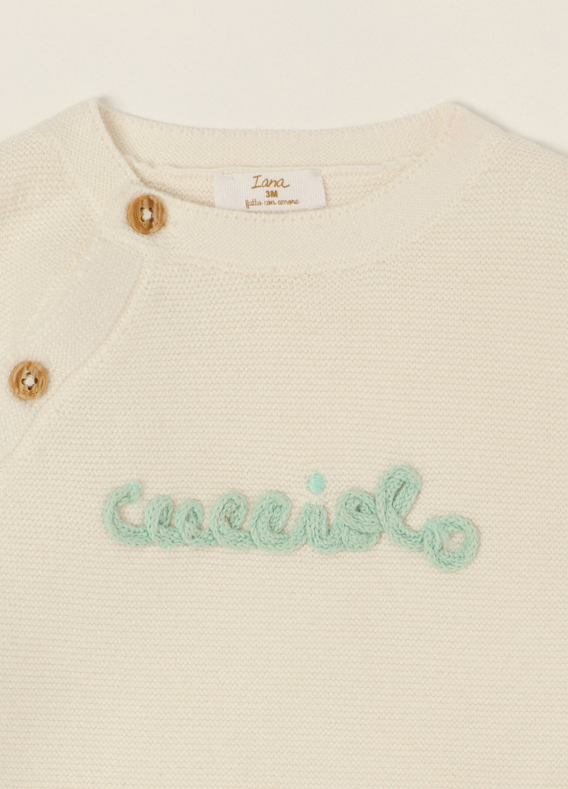 Beige pure cotton baby set with side fastening