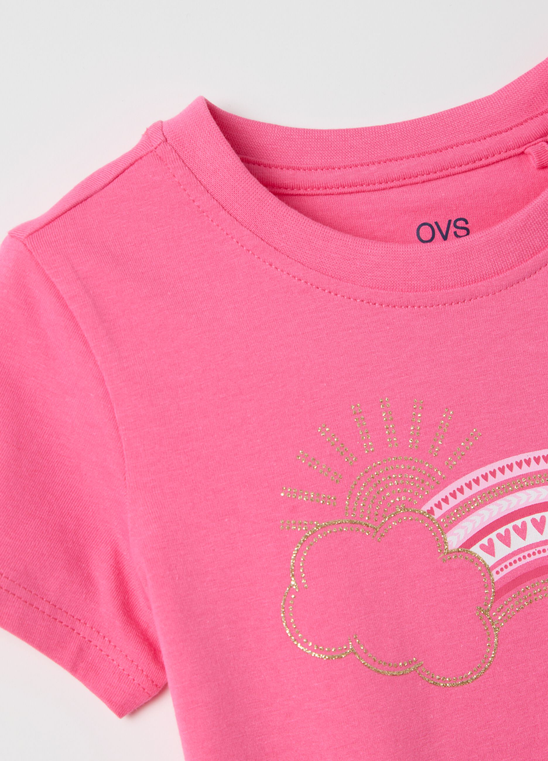Pink T-shirt in cotton with print