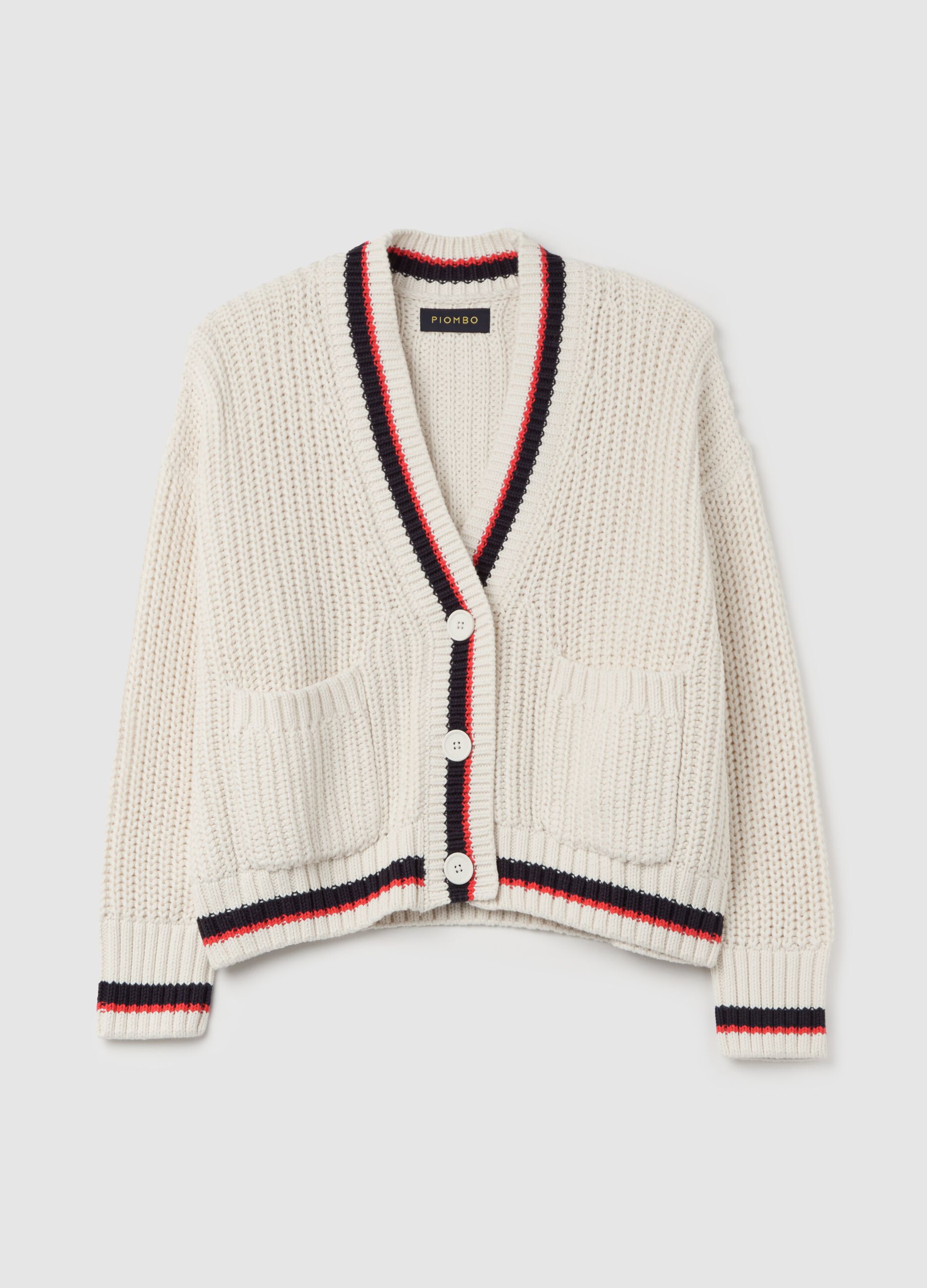 Cardigan con profili a contrasto