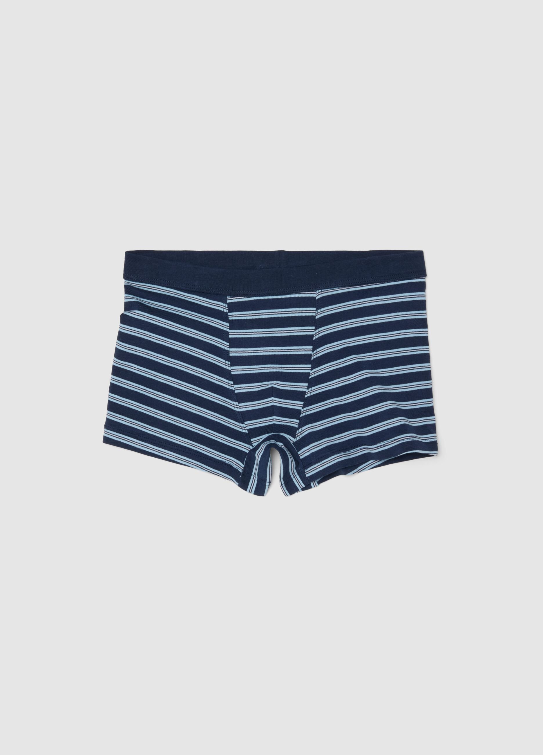 Boxer in cotone elasticizzato a righe multicolor da ragazzo