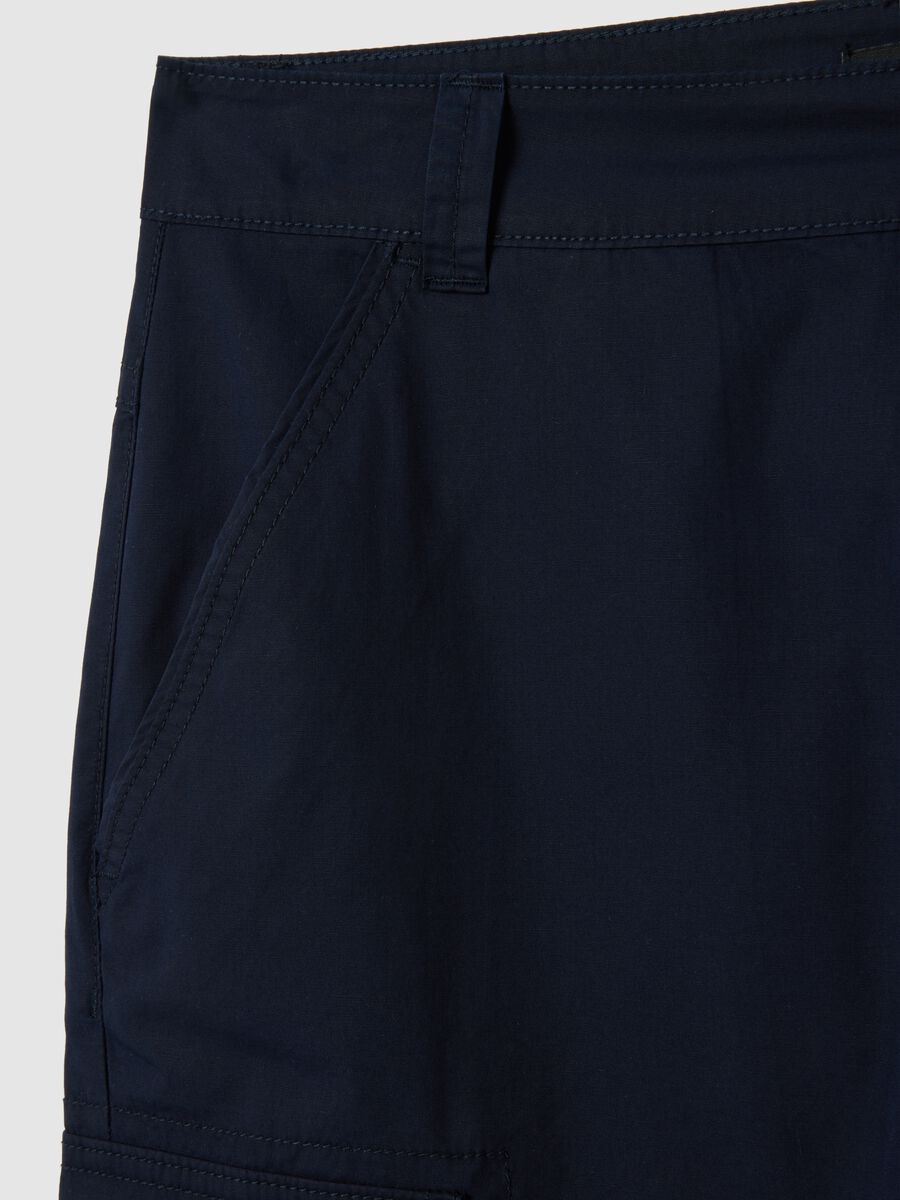 Men's blue regular fit cotton bermuda shorts with cargo pockets_1