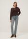 Brown regular fit viscose blend sweater with knit design_1