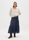 Blue Pure Cotton Tiered Long Skirt_0