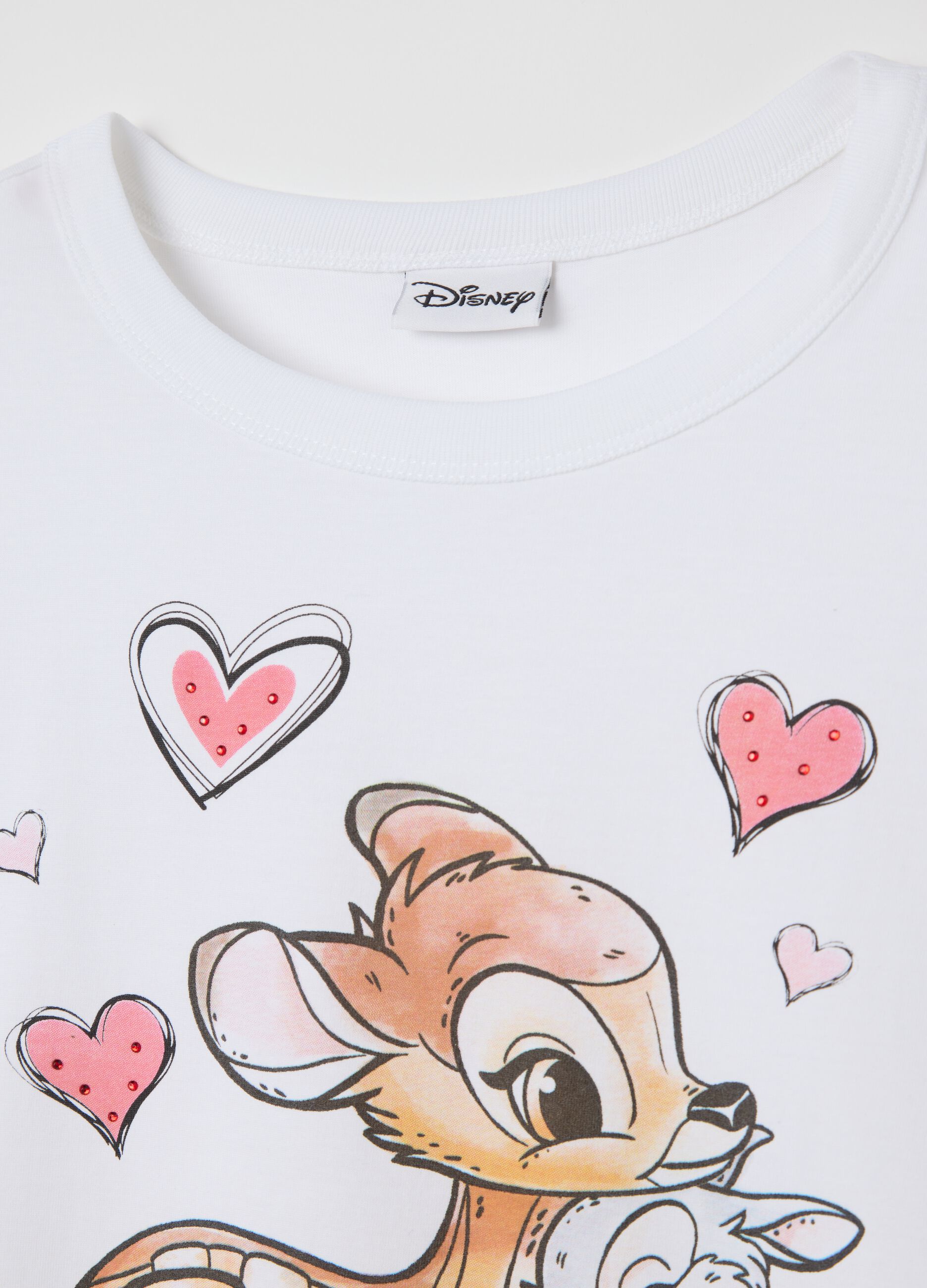 White T-shirt with Bambi and Thumper print