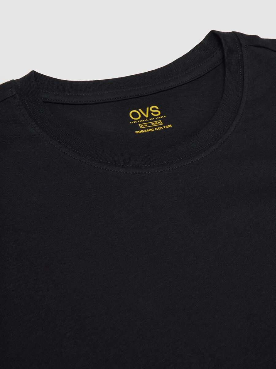 Pack of three black crew-neck cotton t-shirts in regular fit_5