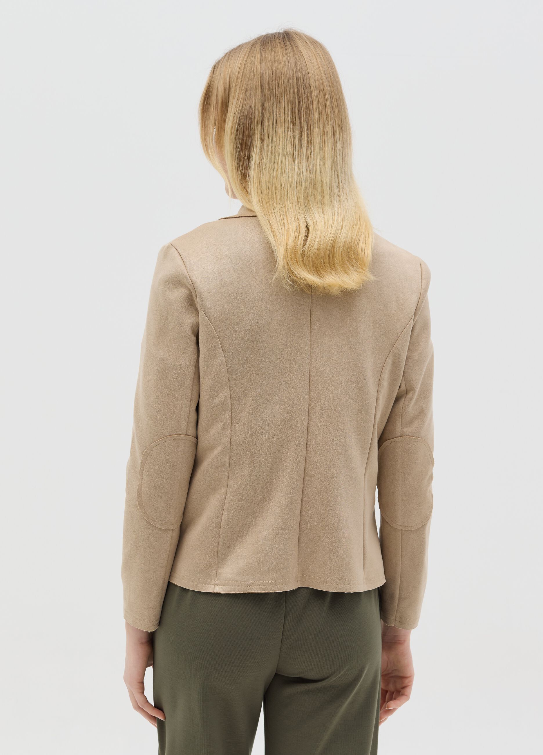 Short beige suede jacket