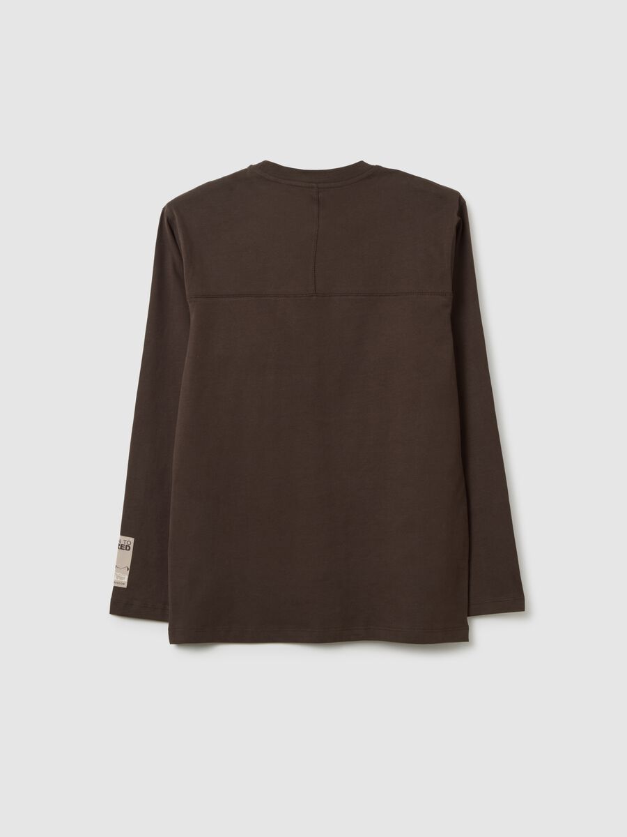 T-shirt da ragazzo in puro cotone marrone over fit_1