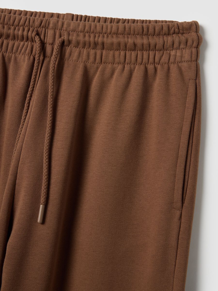 Brown Cotton Blend Regular Fit Jogger Trousers_5