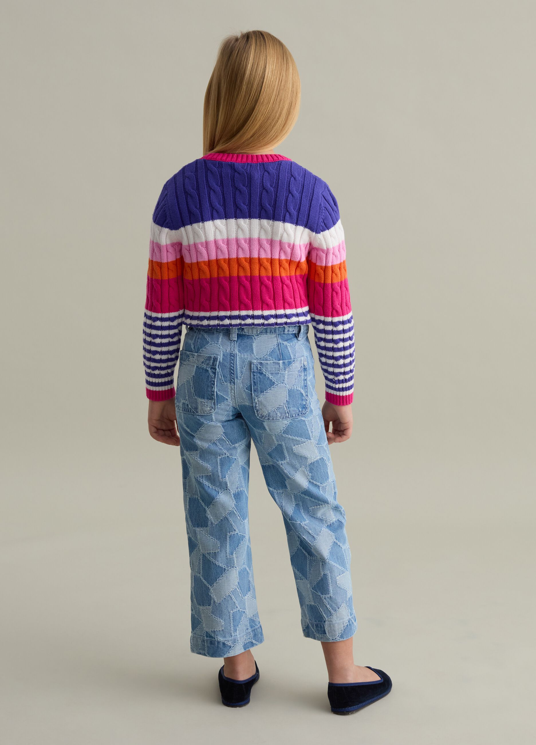 Straight-fit patchwork-effect jeans