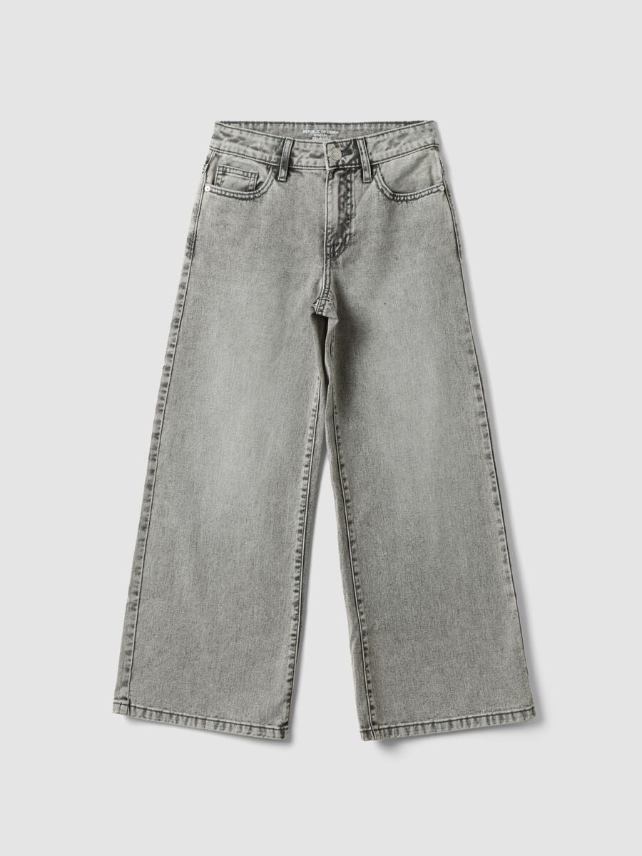 Girls&rsquo; grey wide-leg jeans in pure cotton_3