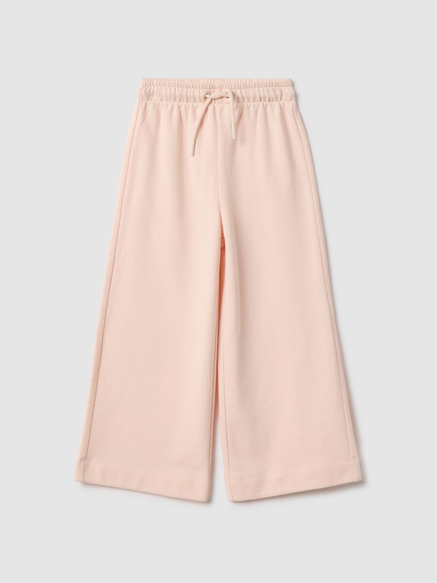 Girls' Wide Leg Pink Cotton Trousers_0