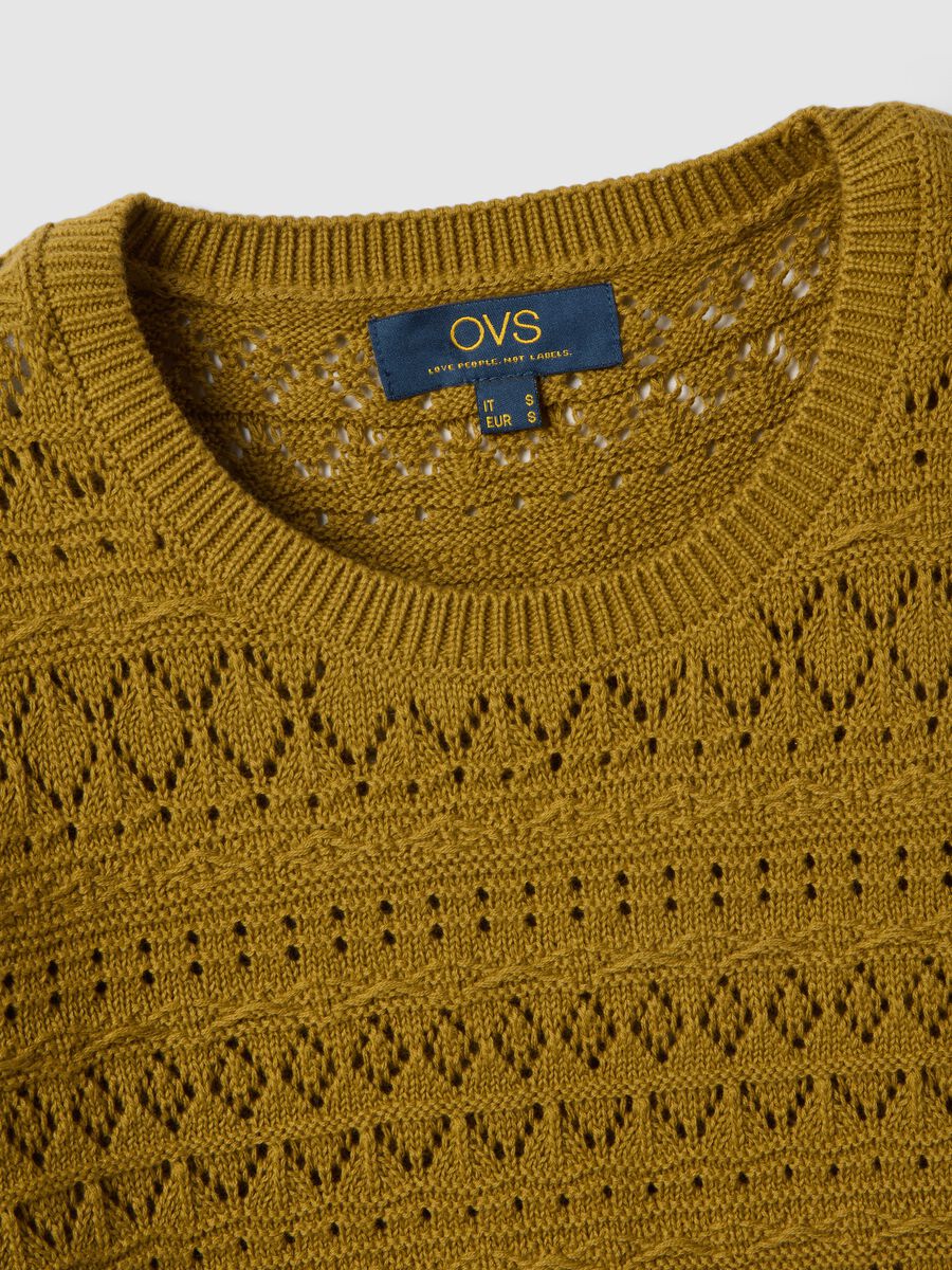 Yellow pure cotton regular fit knitted shirt_5