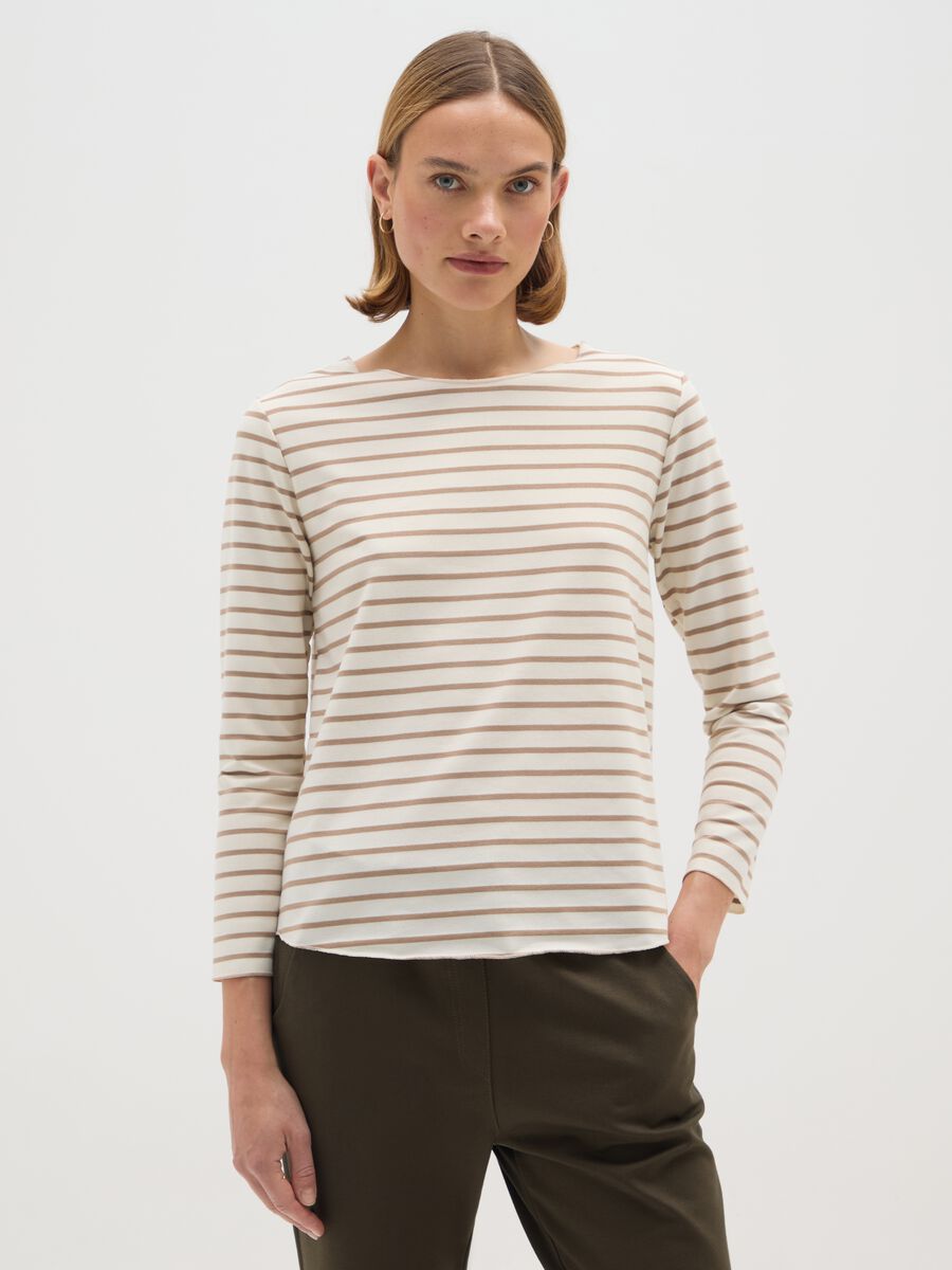 Striped beige cotton jumper_0