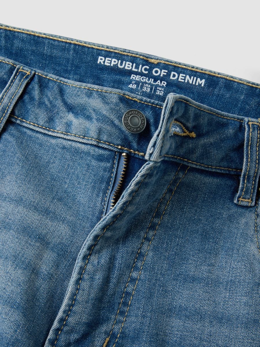 Light blue stretch cotton denim jeans, regular fit_5