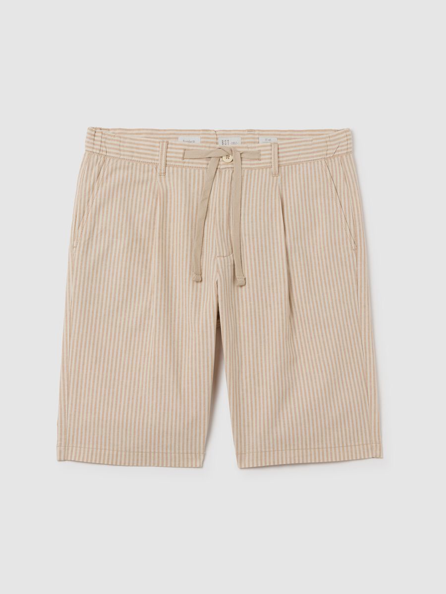 Men’s beige regular-fit Bermuda shorts with drawstring in cotton blend _4