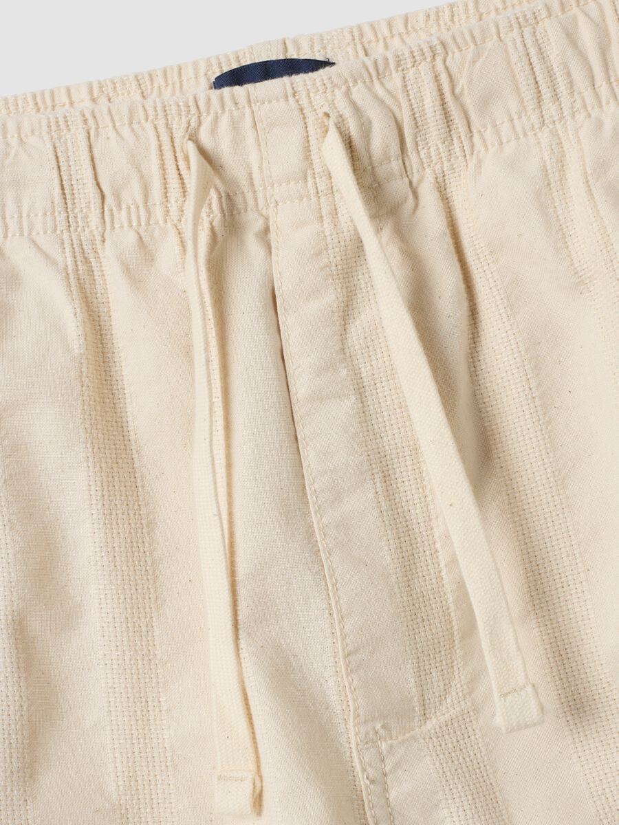 Beige chino Bermuda shorts in pure cotton with elasticated waist_5