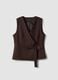 Brown stretch viscose waistcoat with belt_0