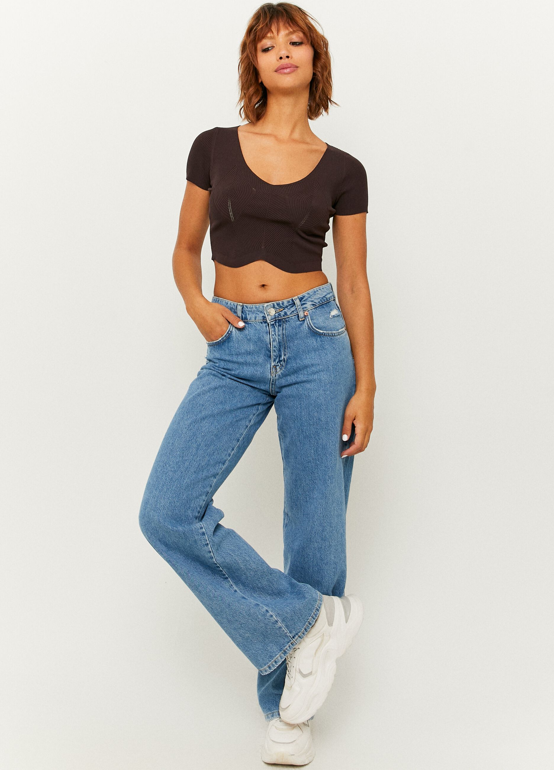 TALLY WEIJL Crop top a costine