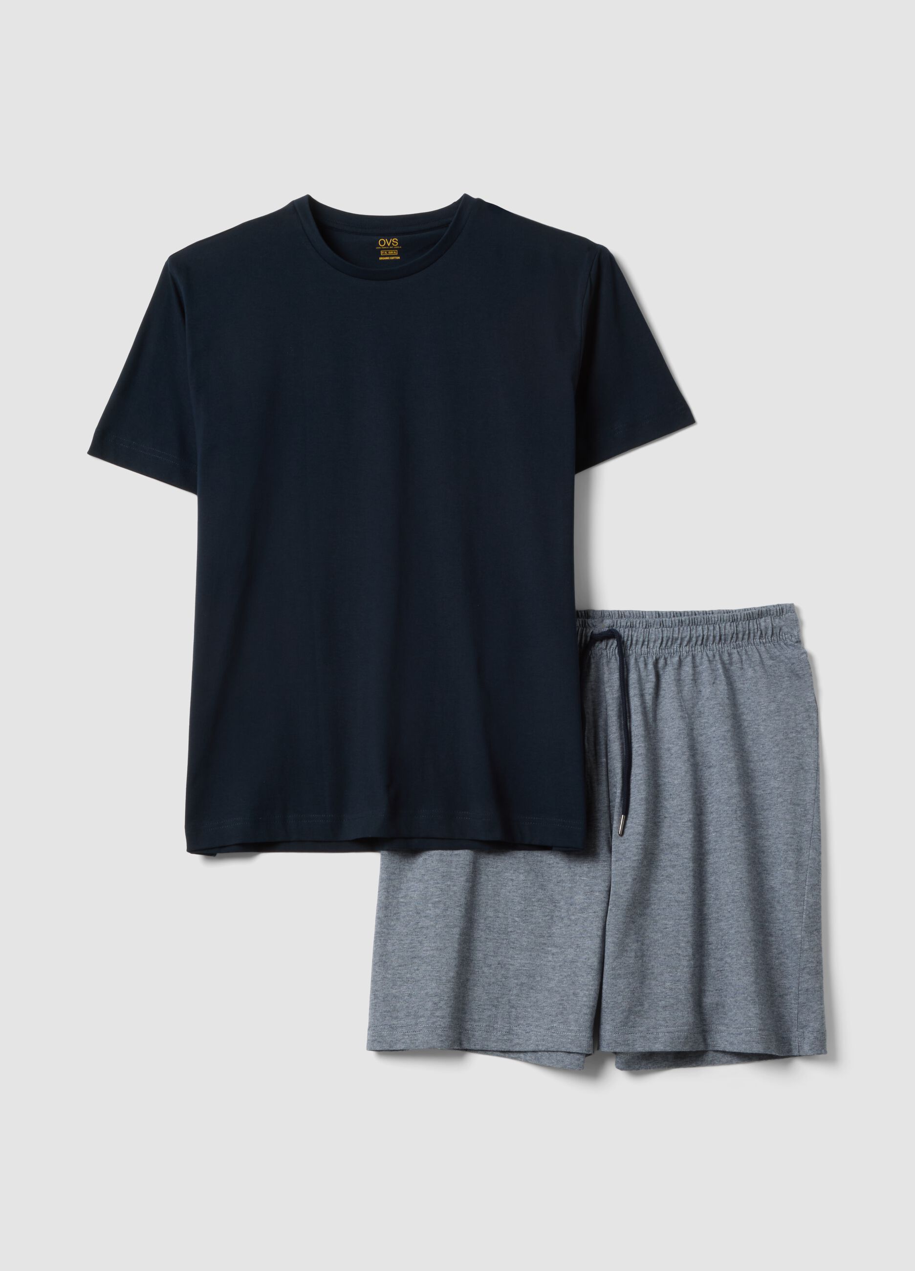 Short pyjamas in pure organic multicolour cotton regular fit