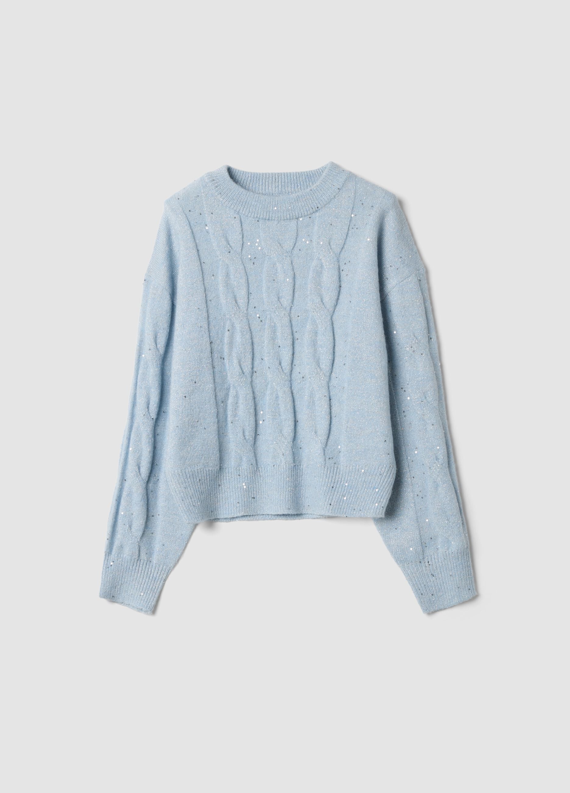 Blue stretch crew-neck top with a regular fit