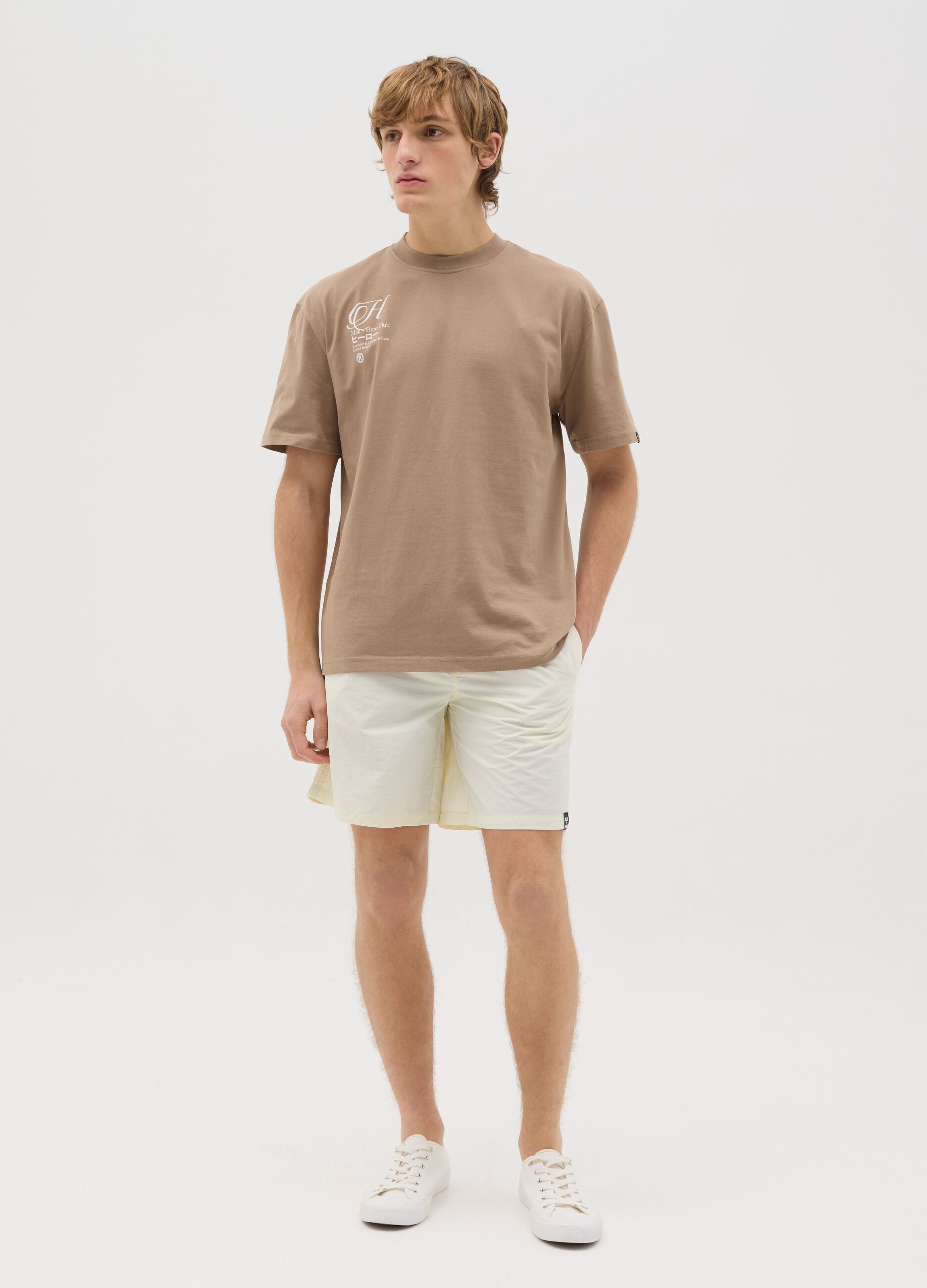 Boxer da uomo in bianco regular fit con elastico e coulisse