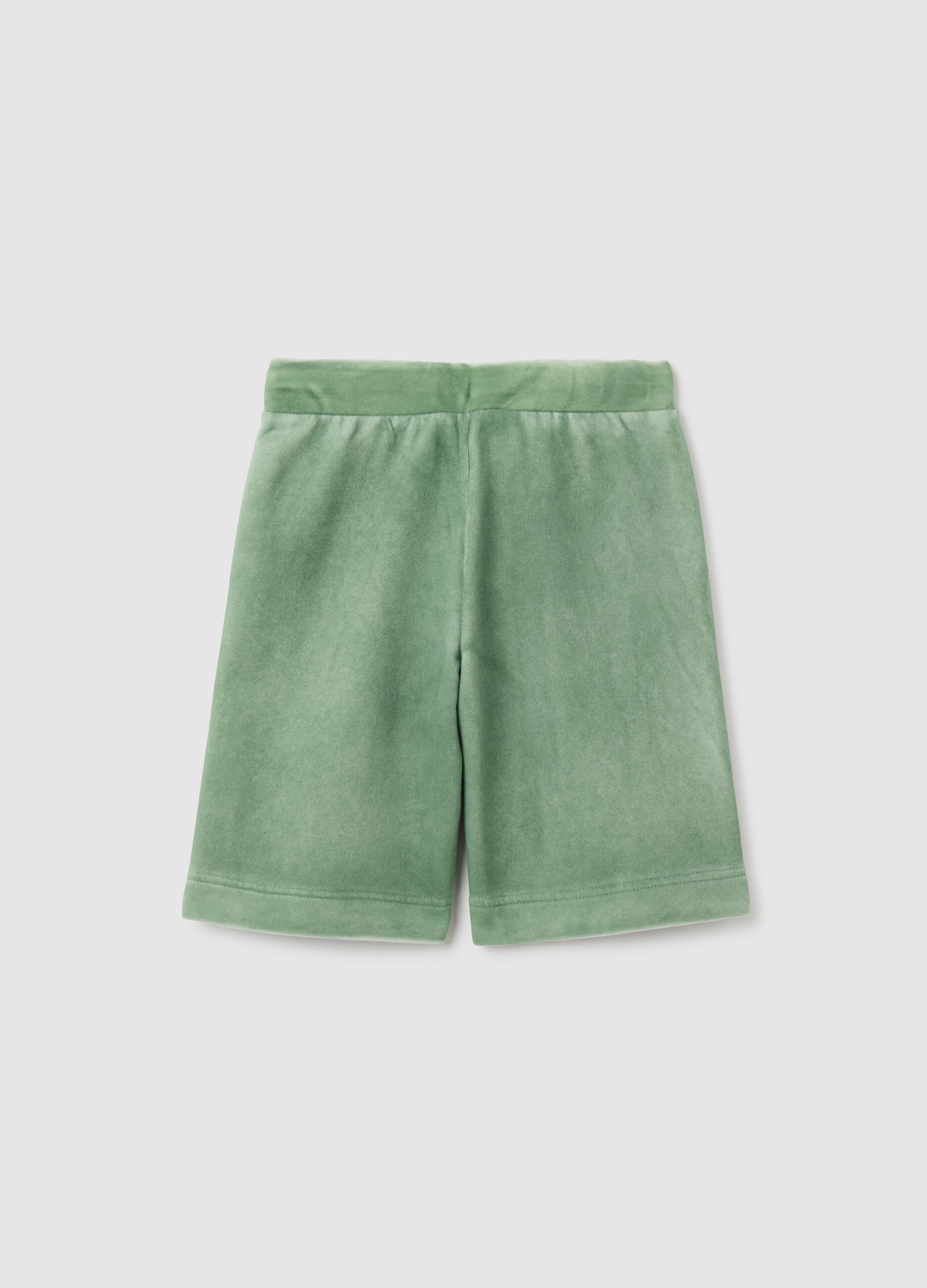 Pantaloncini da bambino in misto cotone verde regular fit