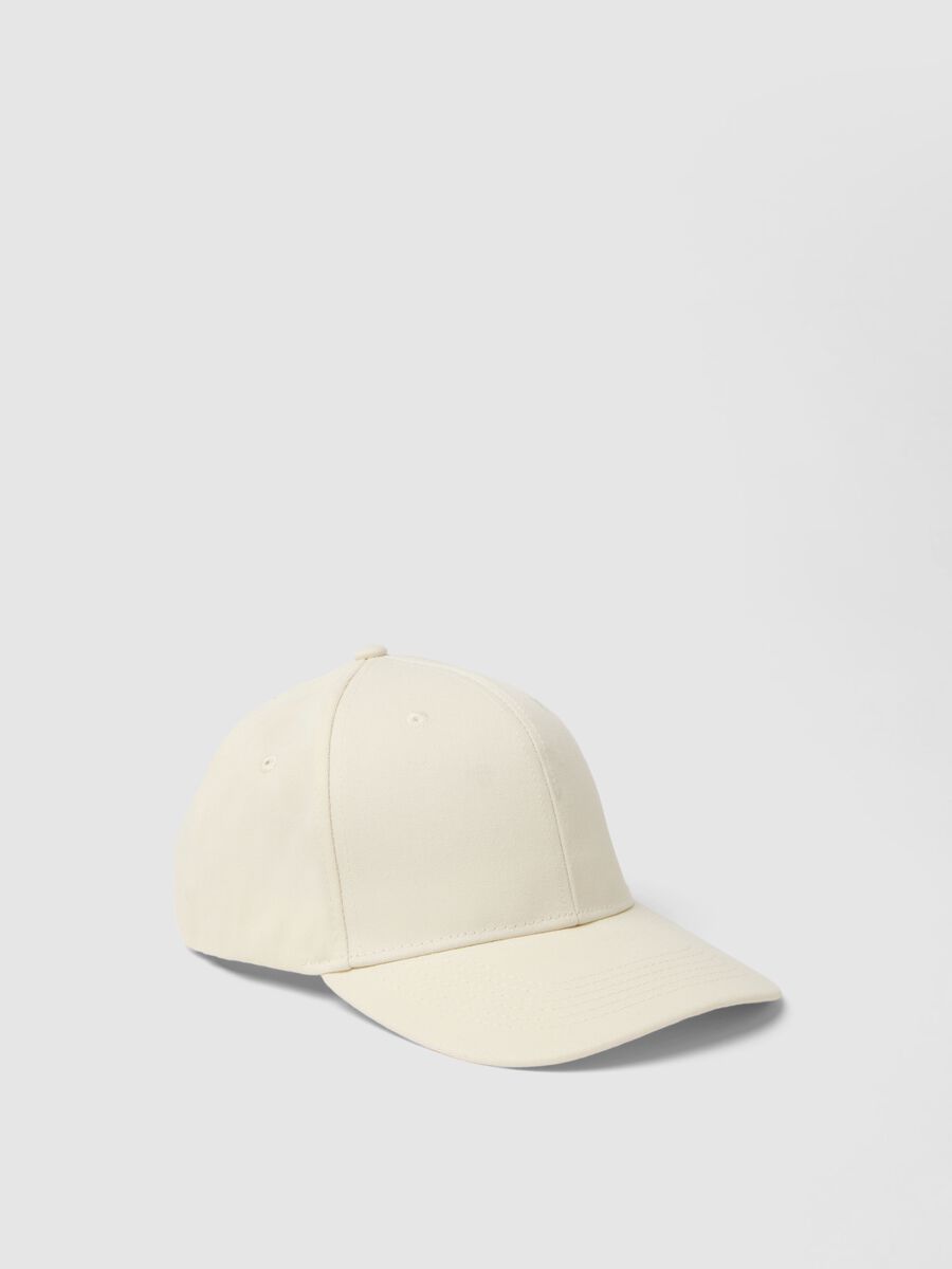 Cappello da baseball in puro cotone beige con chiusura regolabile_0