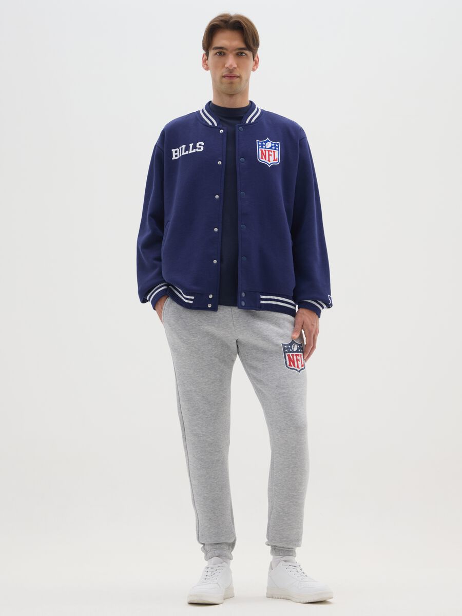 Giubbotto in misto cotone blu regular fit_1