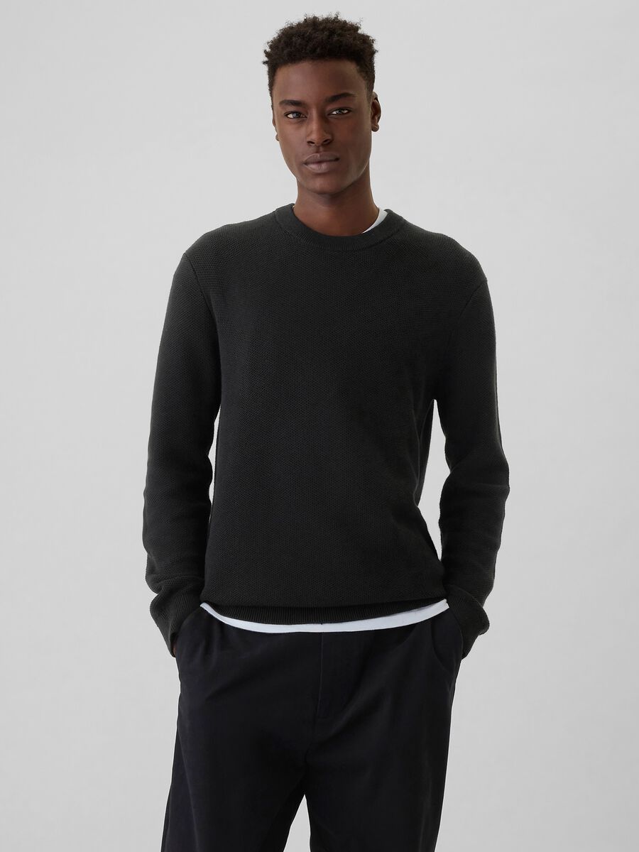 Pullover with micro waffle weave_0