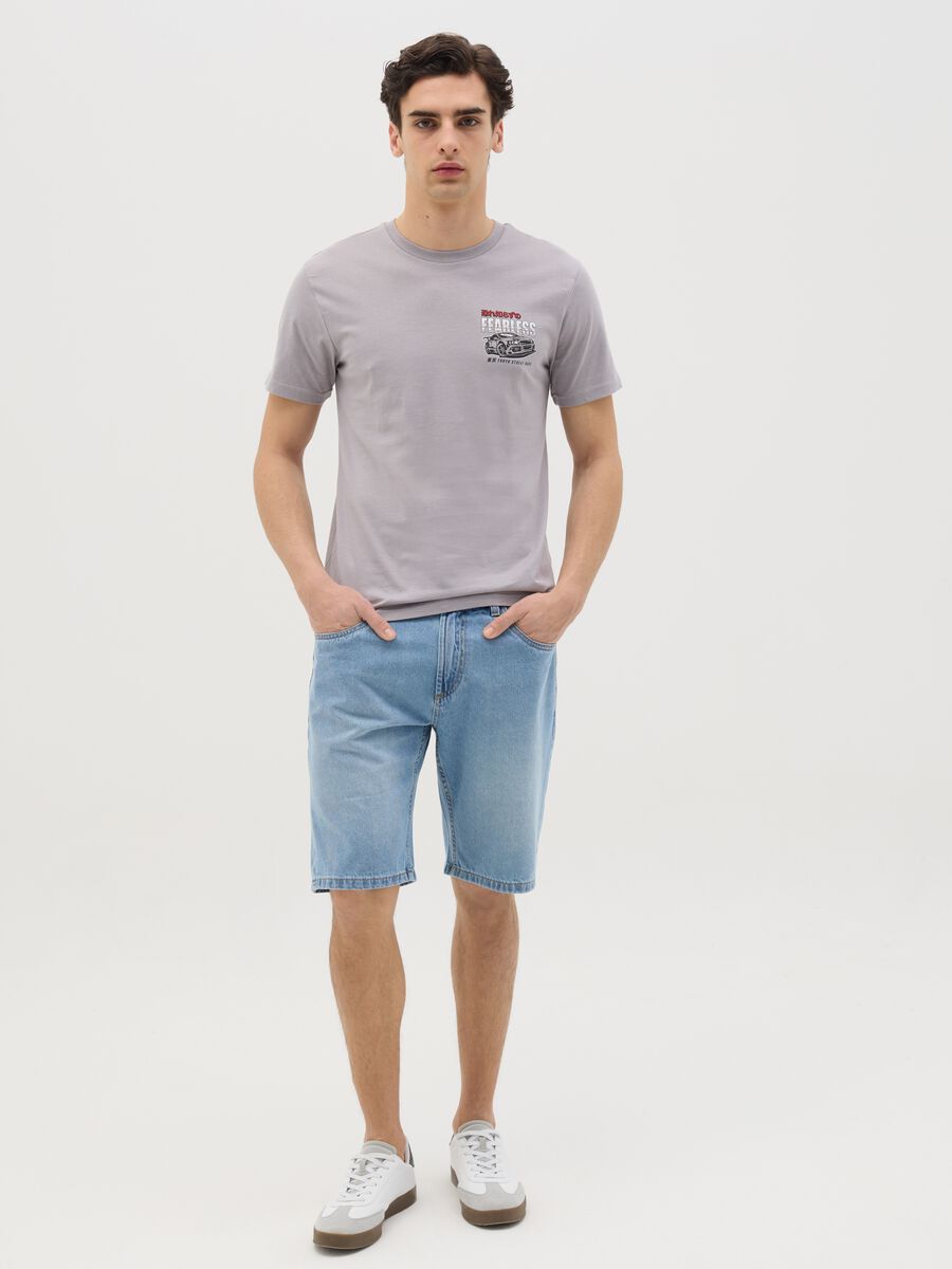 Cotton T-shirt with "Fearless" racing car print_1