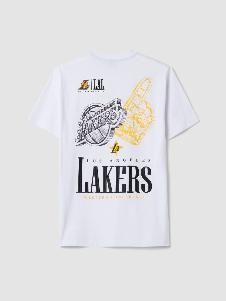 White pure cotton T-shirt with Lakers print_2