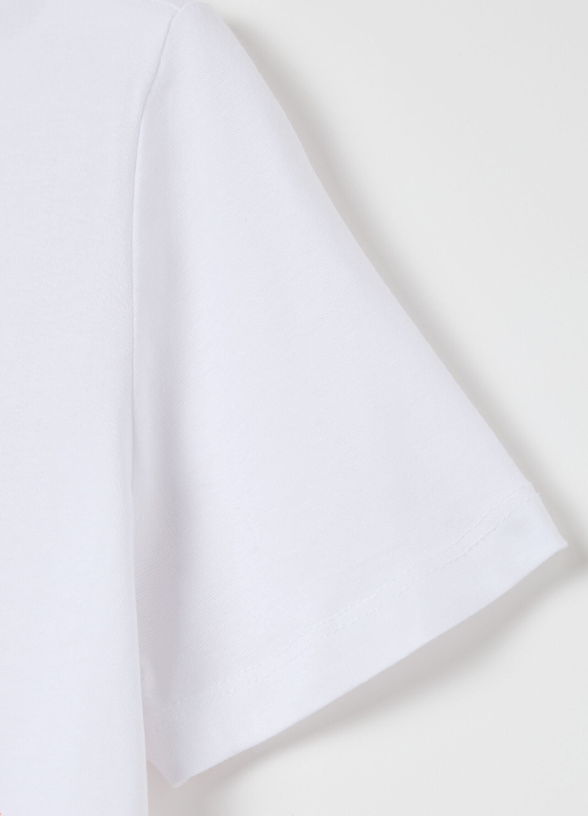 White cotton T-shirt with flower print
