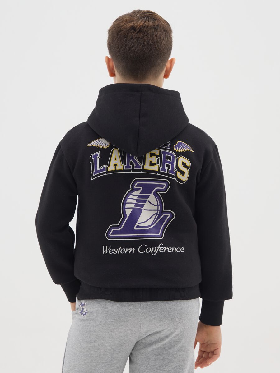 Children's black cotton blend sweatshirt regular fit with Lakers logo_1