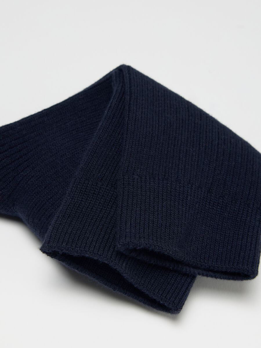 Navy stretch ribbed midi socks_2