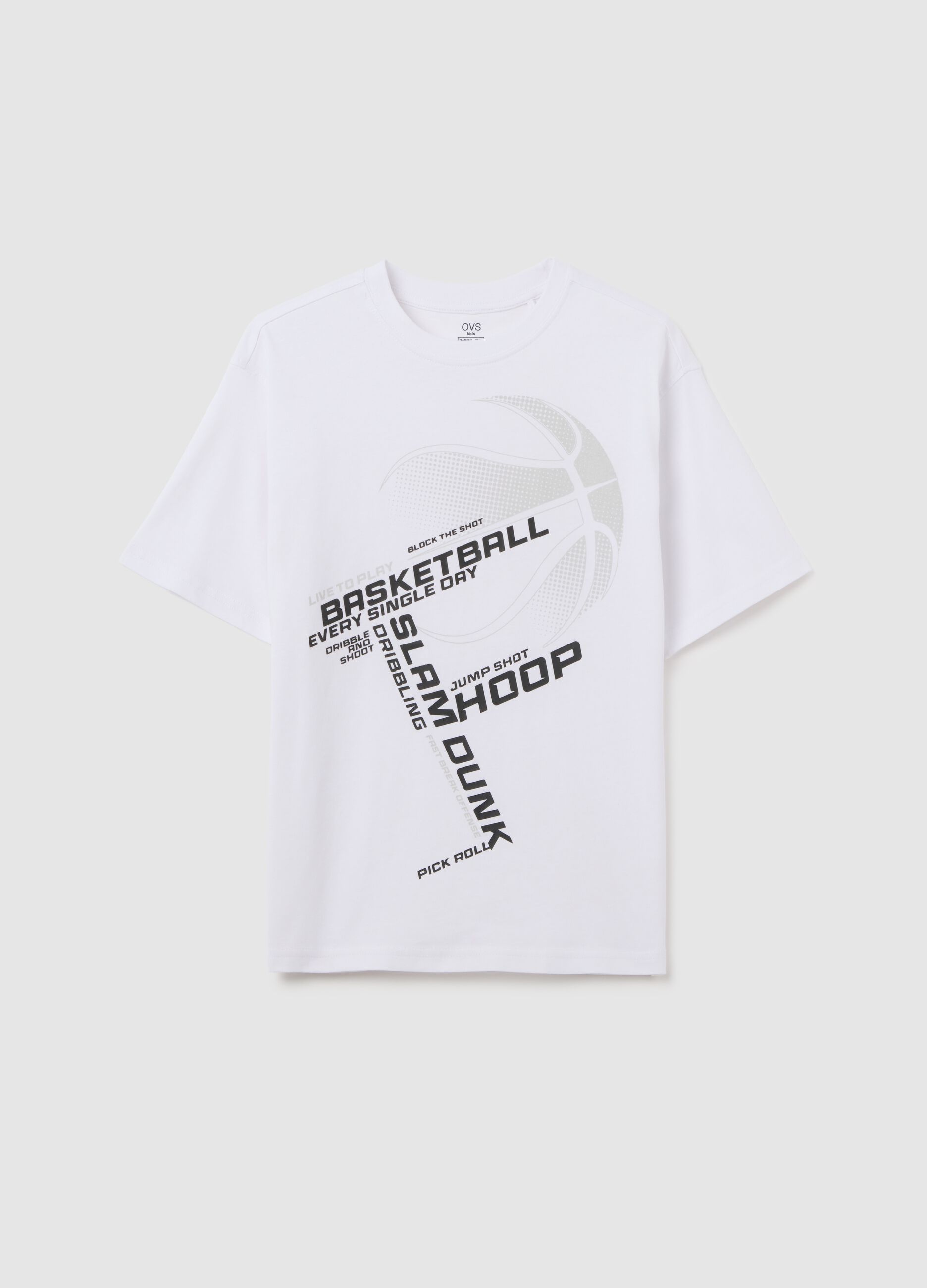 White regular fit pure cotton kids' t-shirt with print