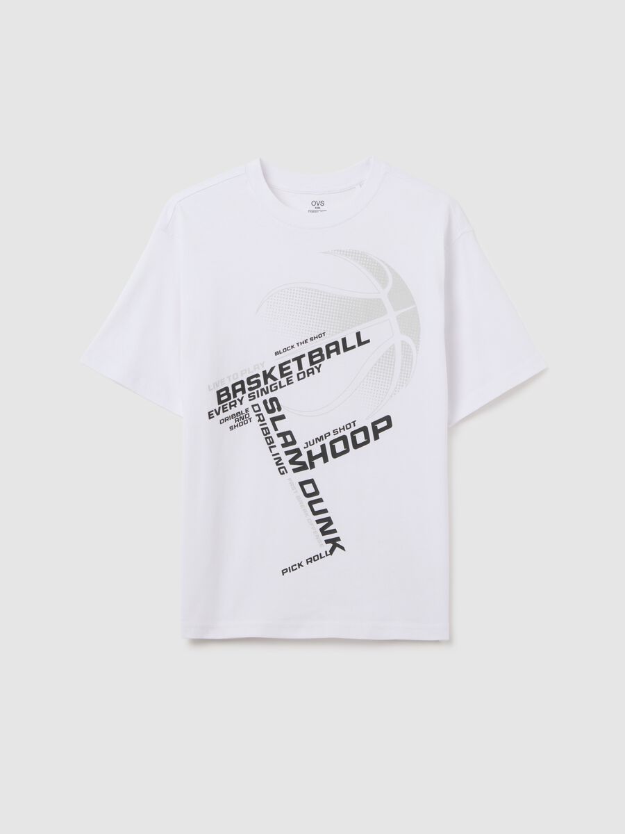 White regular fit pure cotton kids' t-shirt with print_3